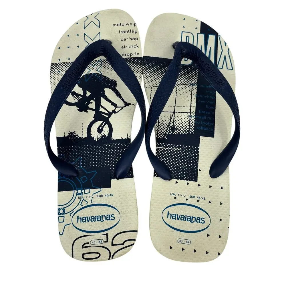 Havaianas BMX Flip Flop Sandals Mens Size 11 / 12‎ Navy Blue Top Masculino